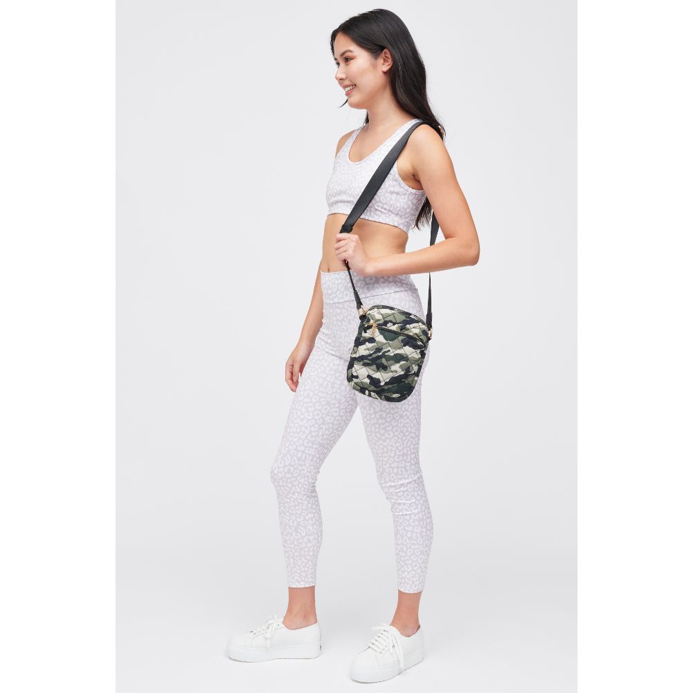 Woman wearing Green Camo Urban Expressions Lane Crossbody 840611183231 View 3 | Green Camo