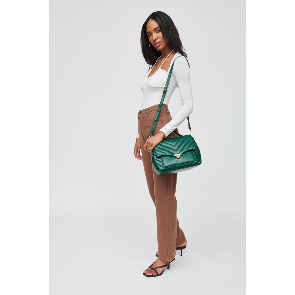 Woman wearing Hunter Green Urban Expressions Imani Crossbody 840611108029 View 3 | Hunter Green