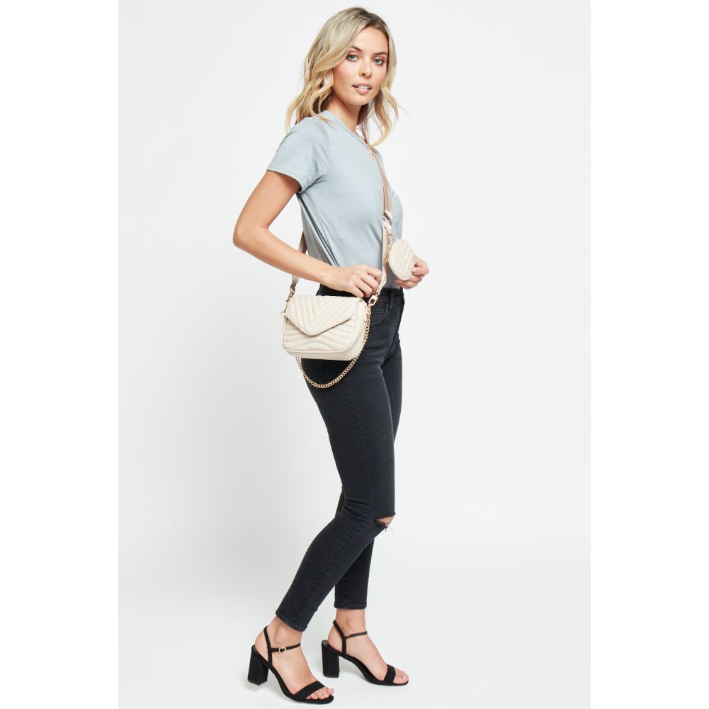 Woman wearing Natural Urban Expressions Rayne Crossbody 840611176967 View 3 | Natural