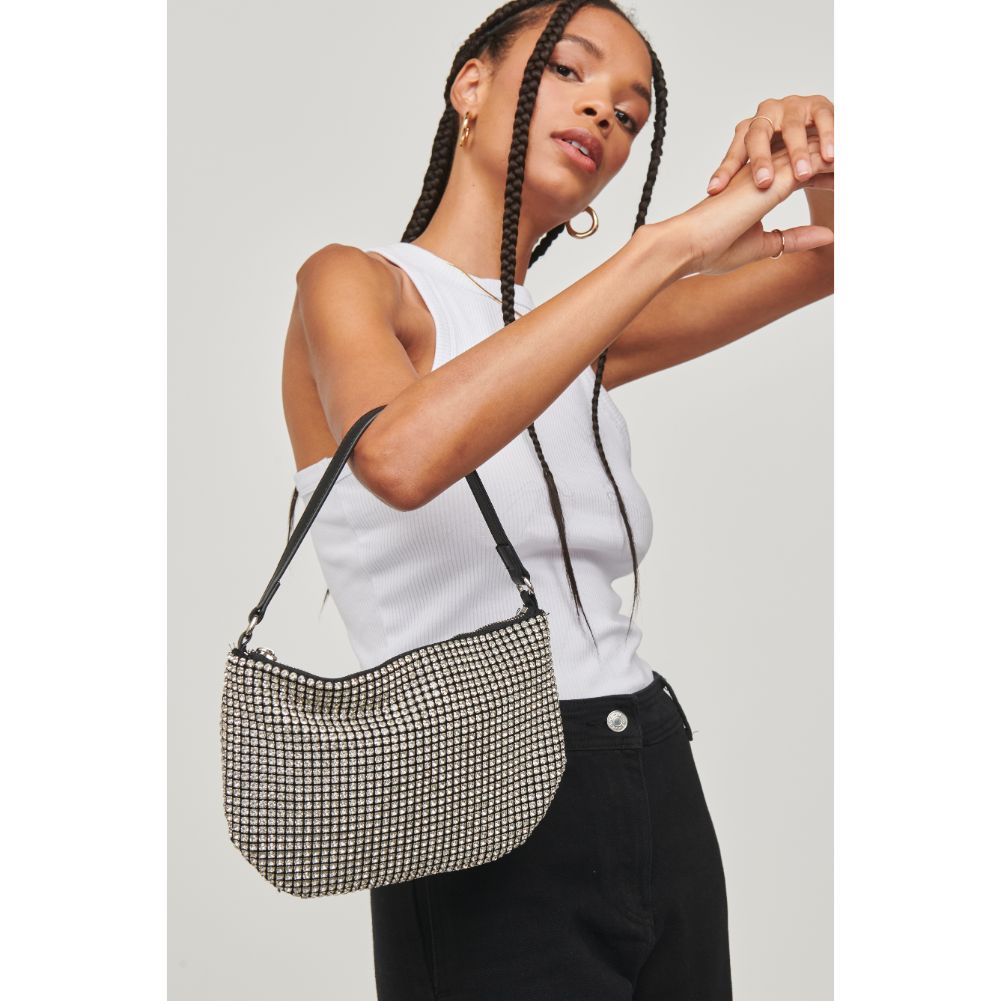 Woman wearing Silver Urban Expressions Marylin Evening Bag 840611102607 View 2 | Silver