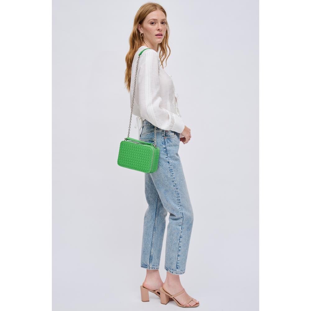 Woman wearing Lime Urban Expressions Elle Crossbody 840611124494 View 4 | Lime