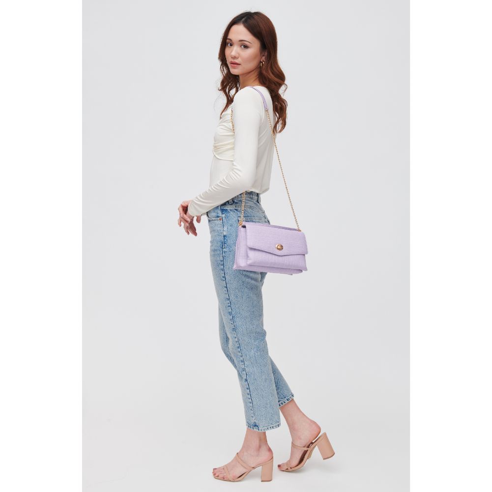 Woman wearing Lilac Urban Expressions Wrenlee Crossbody 840611118431 View 3 | Lilac