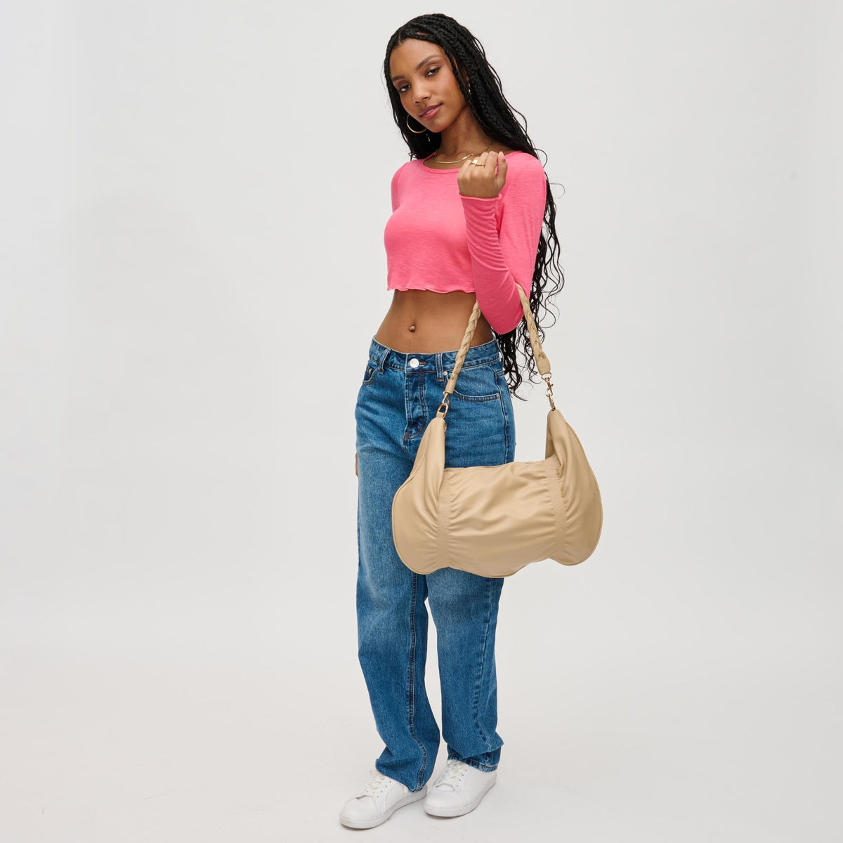 Woman wearing Natural Urban Expressions Amber Hobo 840611130457 View 3 | Natural