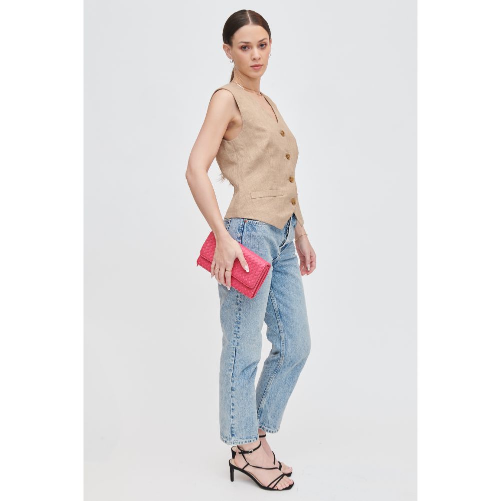 Woman wearing Bubblegum Urban Expressions Wallis Crossbody 840611107510 View 3 | Bubblegum