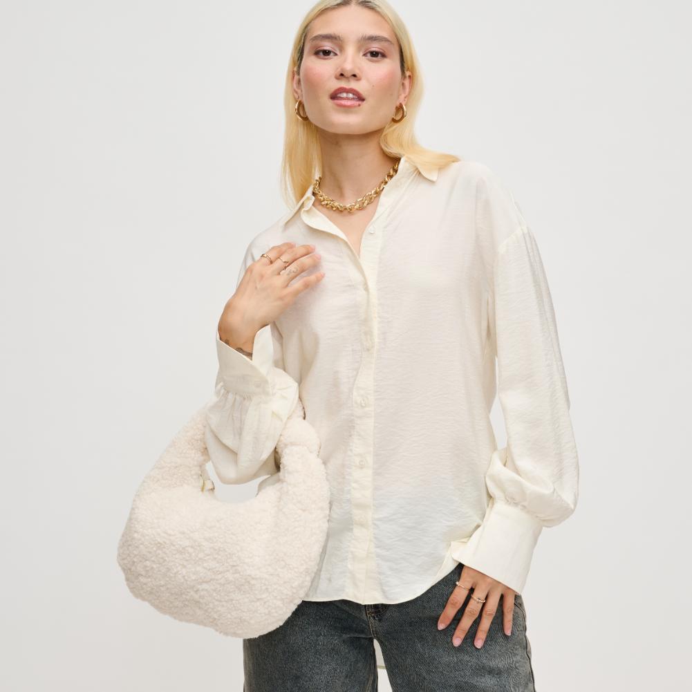 Woman wearing Ivory Urban Expressions Charlene Hobo 840611130723 View 2 | Ivory