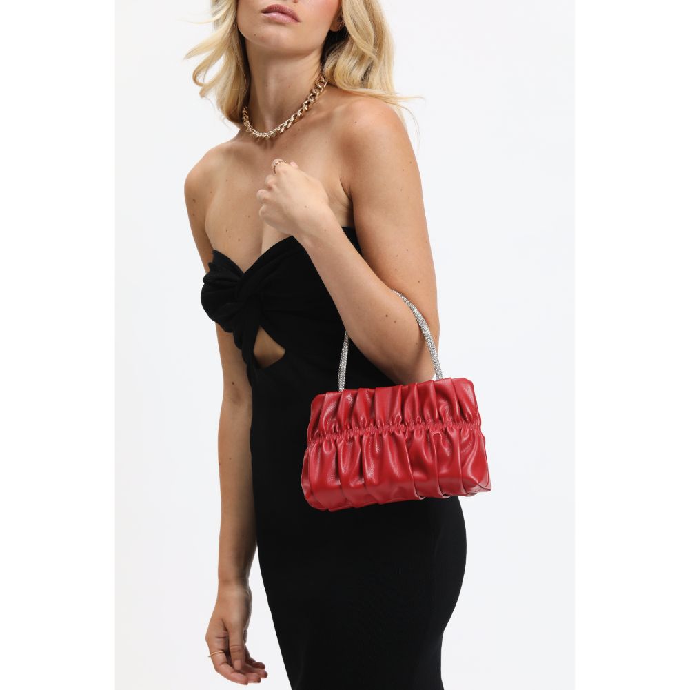 Woman wearing Red Urban Expressions Daisy Evening Bag 840611190079 View 2 | Red