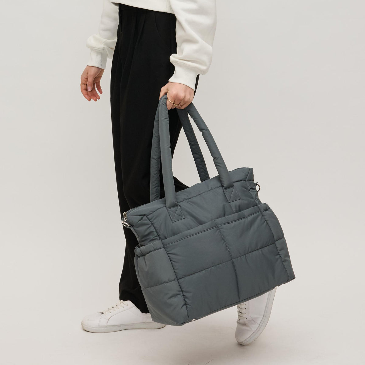 Woman wearing Carbon Urban Expressions Jetsetter Tote 840611195104 View 1 | Carbon