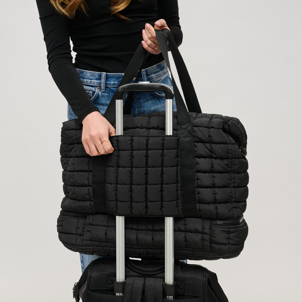 Woman wearing Black Urban Expressions Globetrotter Weekender 840611143471 View 4 | Black