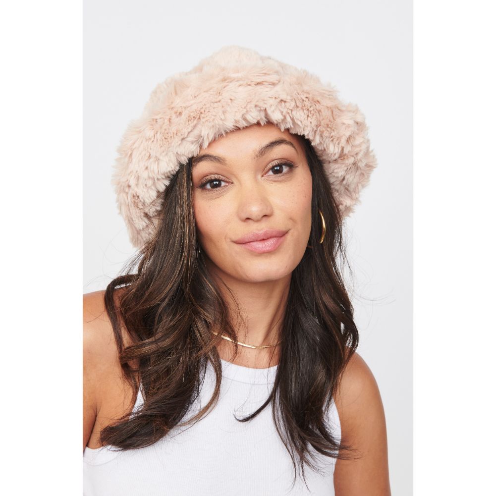 Woman wearing Natural Urban Expressions Faux Fur Bucket Hat Bucket Hat 818209014601 View 2 | Natural