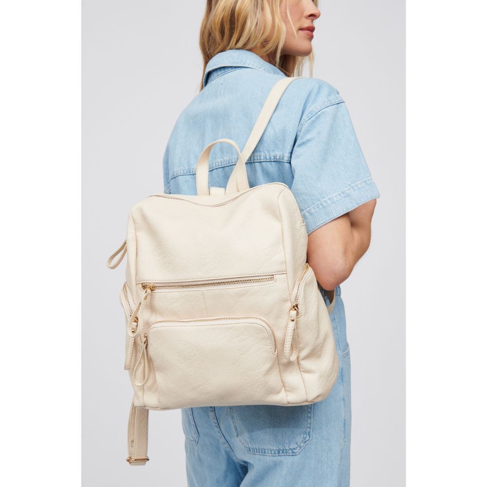 Woman wearing Cream Urban Expressions Kendall Backpack 818209018623 View 1 | Cream