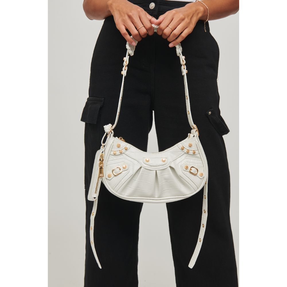 Woman wearing White Urban Expressions Bellatrix Crossbody 840611110053 View 4 | White