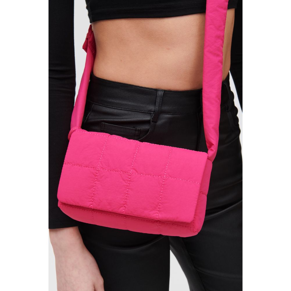 Woman wearing Magenta Urban Expressions Tandy - Nylon Crossbody 840611106117 View 4 | Magenta