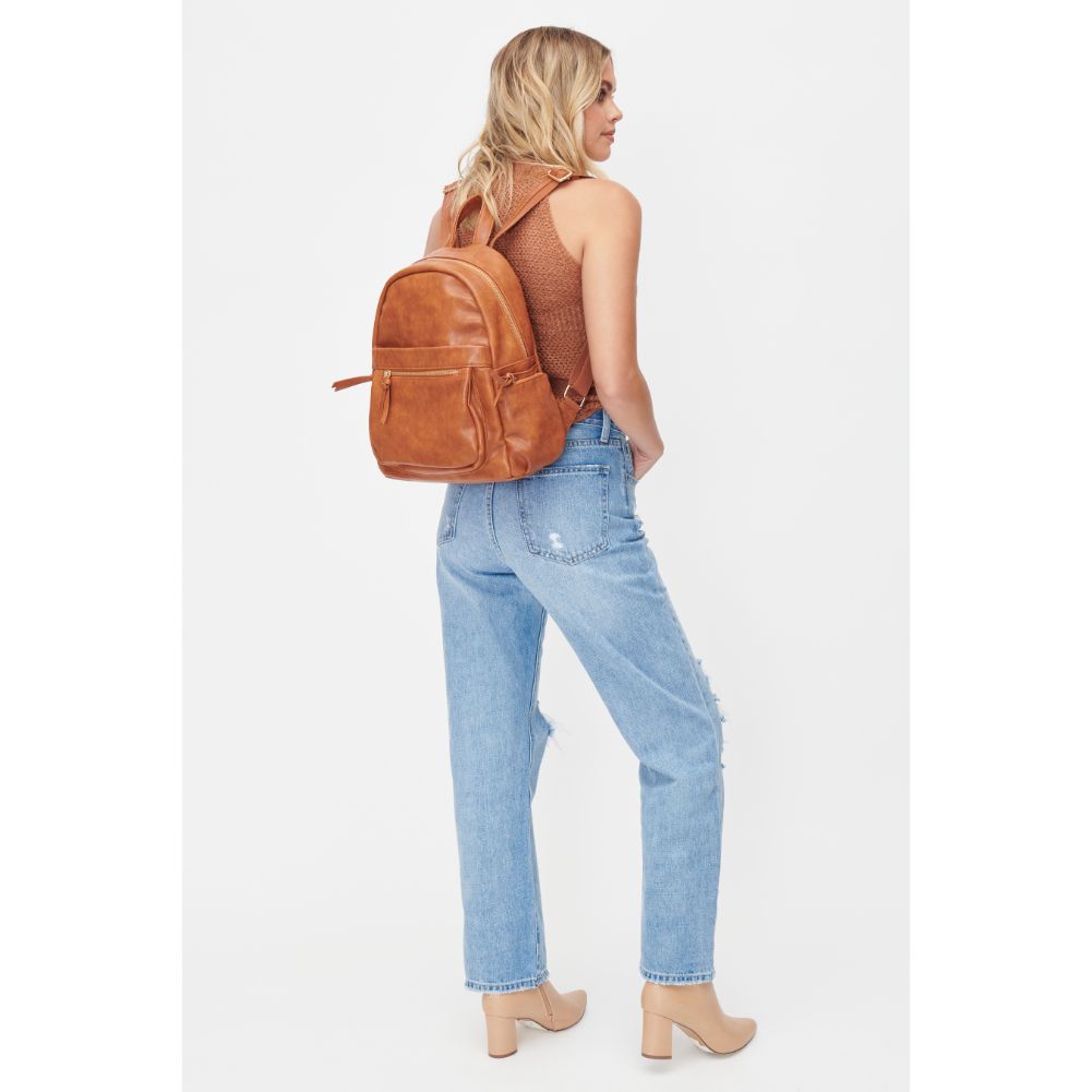 Woman wearing Tan Urban Expressions Scarlett Backpack 818209010726 View 3 | Tan