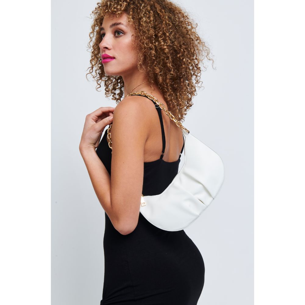 Woman wearing White Urban Expressions Paige Crossbody 840611179692 View 3 | White