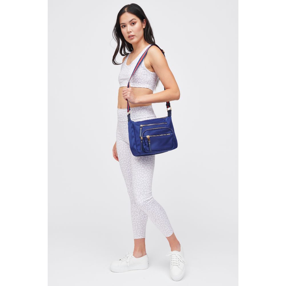 Woman wearing Midnight Urban Expressions Mason Messenger 840611182982 View 3 | Midnight