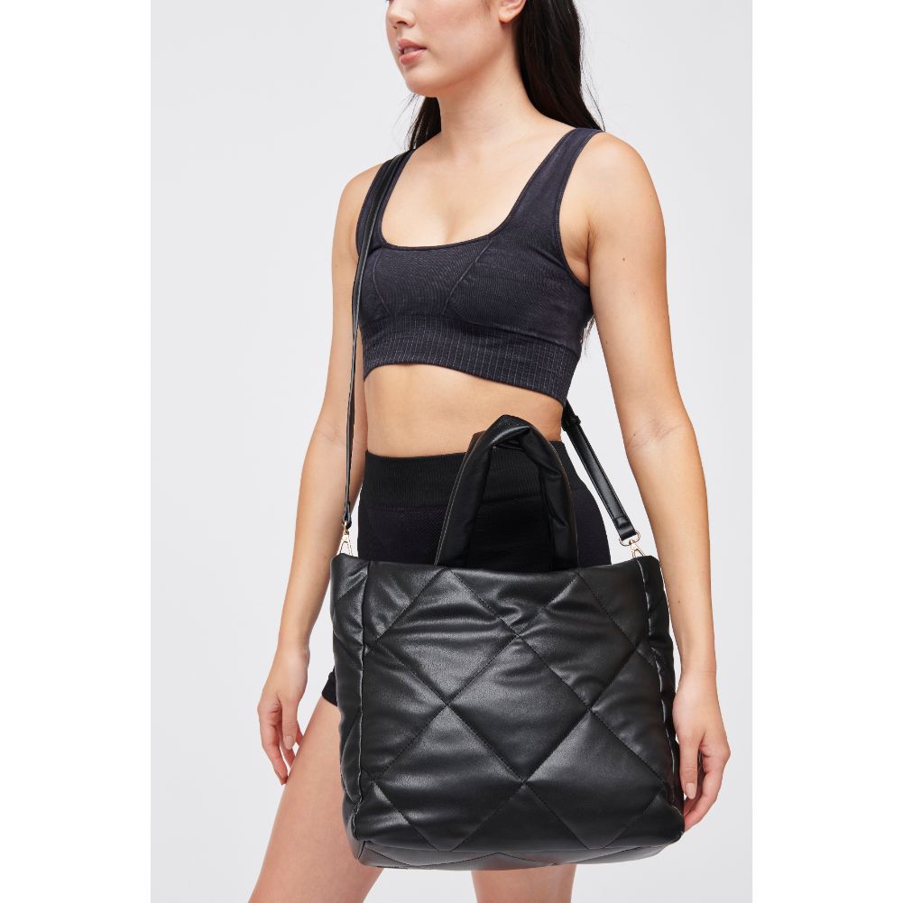 Woman wearing Black Urban Expressions Evangeline Tote 818209010160 View 2 | Black