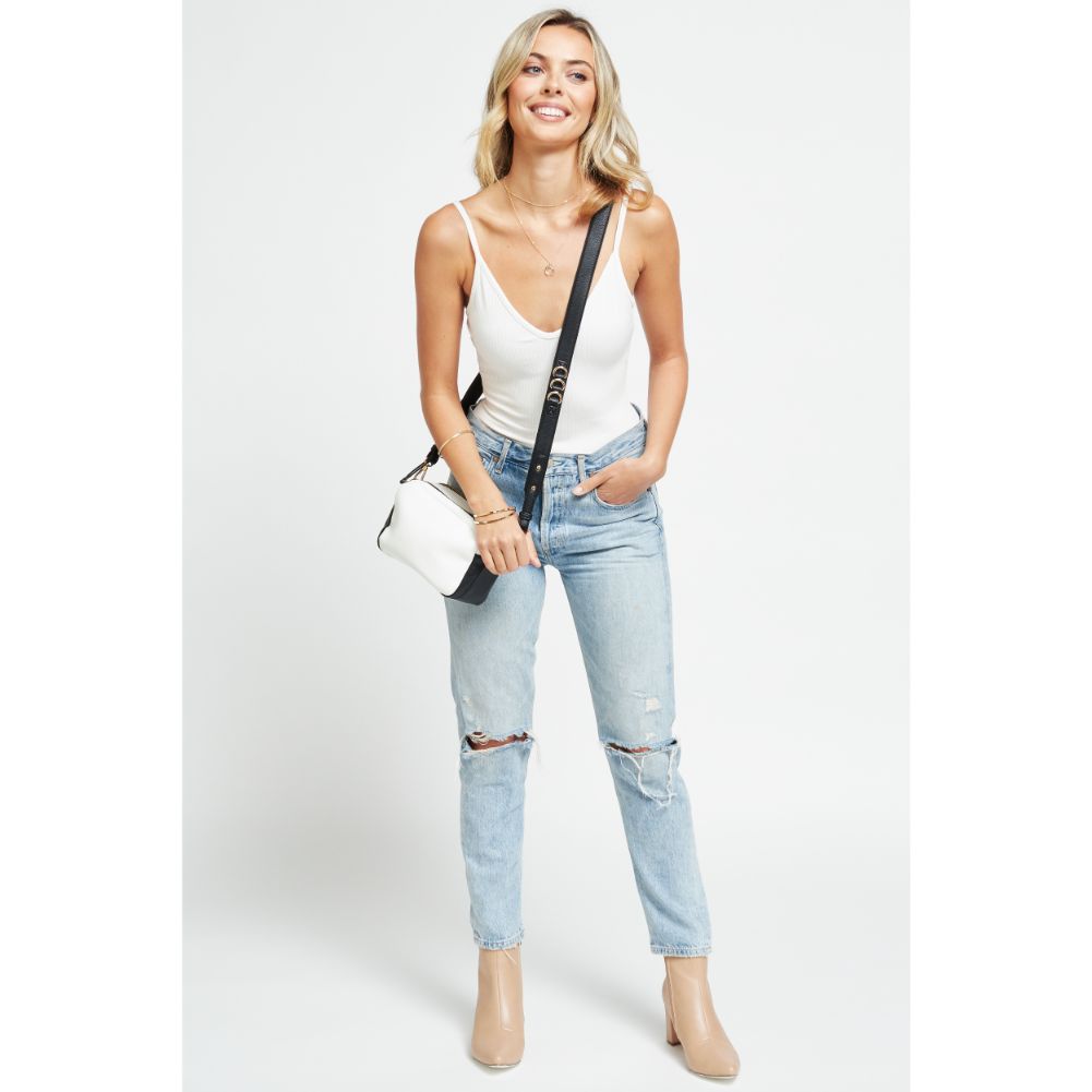 Woman wearing White Urban Expressions Audrey Crossbody 840611179111 View 3 | White