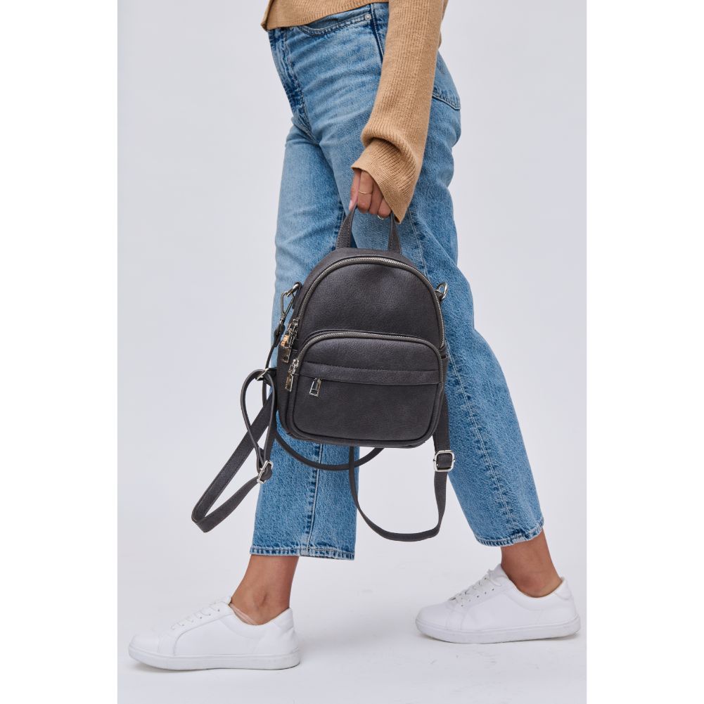 Woman wearing Charcoal Urban Expressions Uri Backpack 840611113610 View 3 | Charcoal