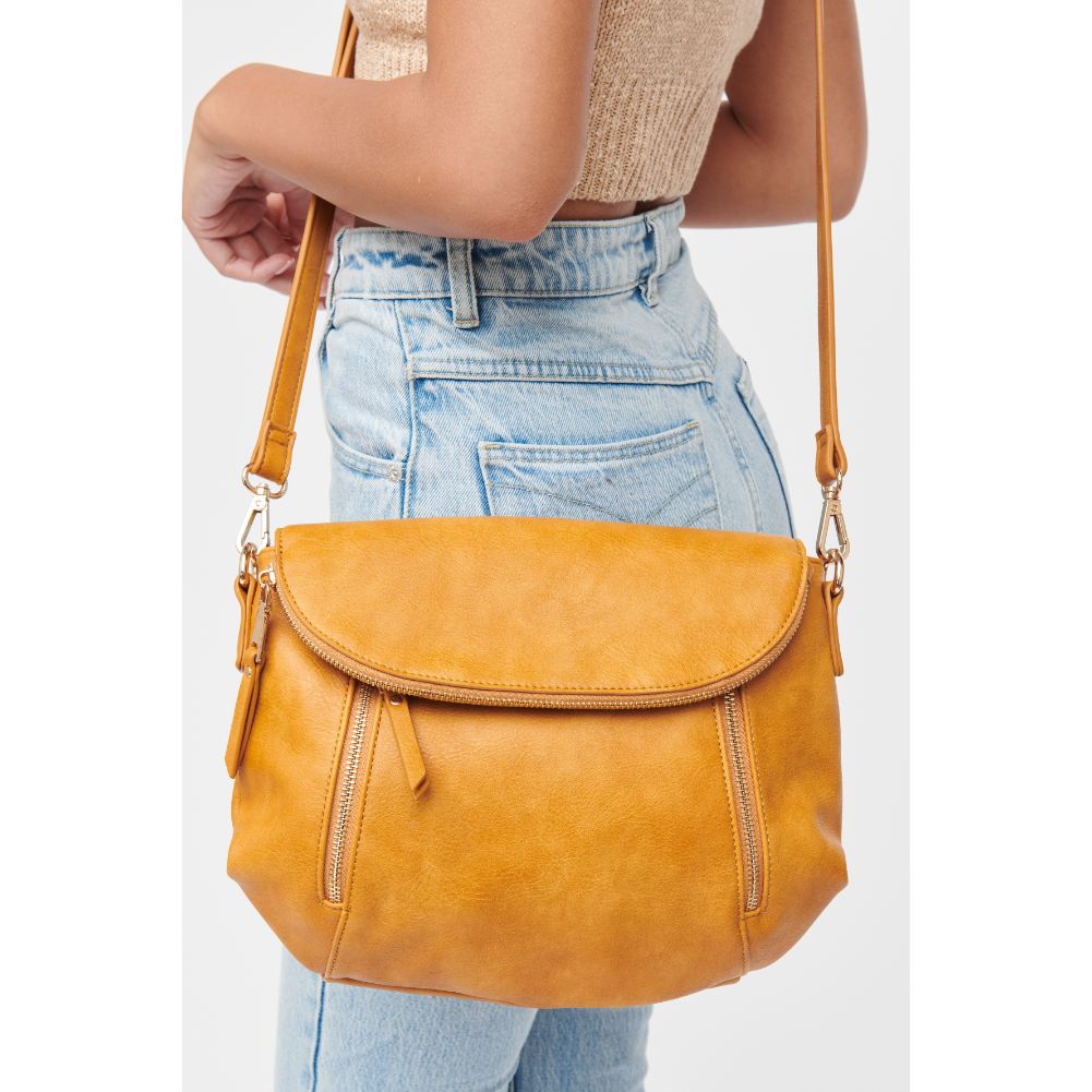 Woman wearing Mustard Urban Expressions Brigitte Messenger 840611185174 View 2 | Mustard