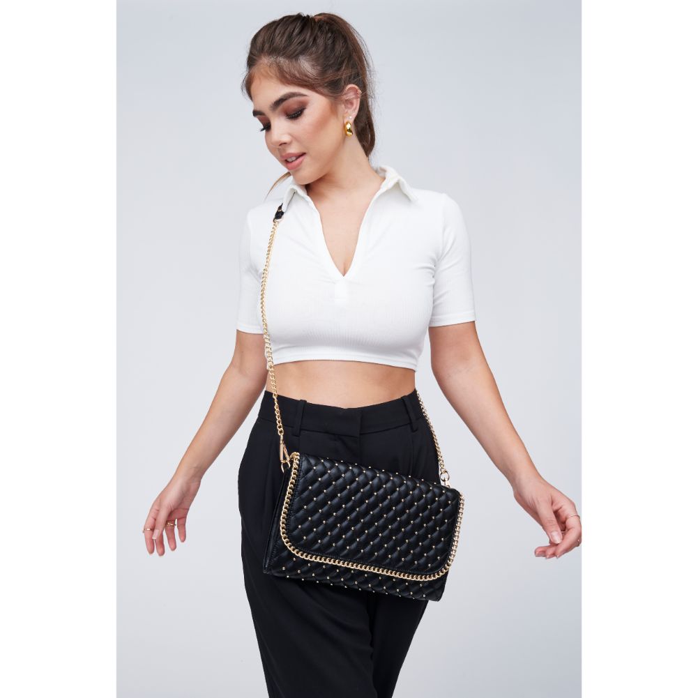 Woman wearing Black Urban Expressions Viola Clutch 818209010986 View 2 | Black