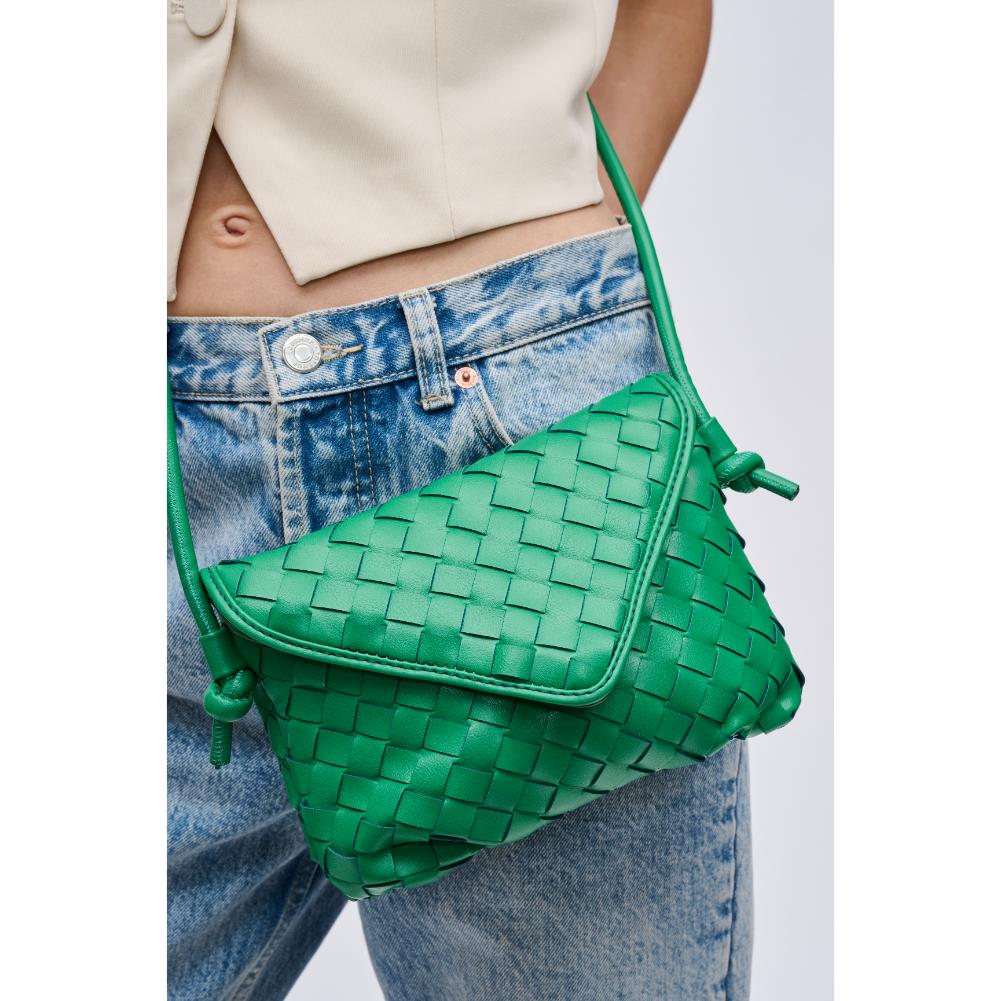 Woman wearing Kelly Green Urban Expressions Kylo Crossbody 840611124425 View 1 | Kelly Green