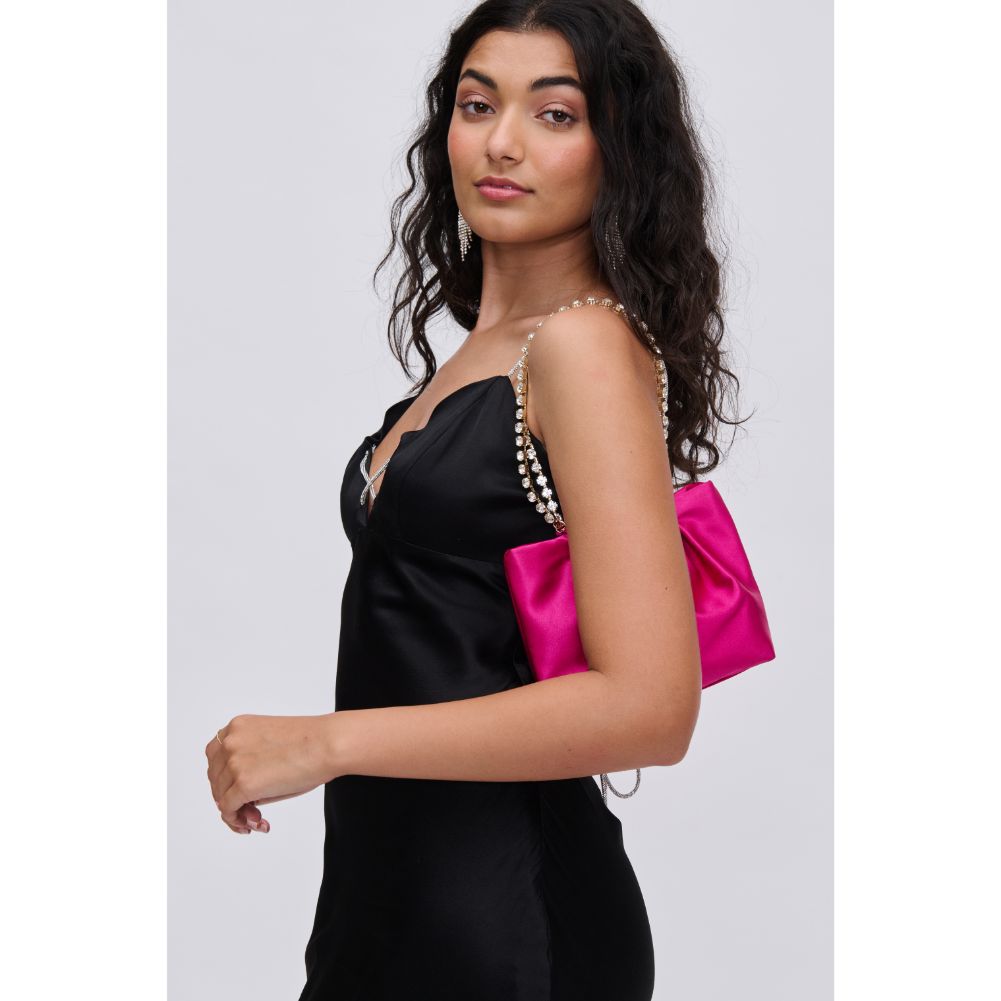 Woman wearing Fuchsia Urban Expressions Marceline Evening Bag 840611116123 View 2 | Fuchsia