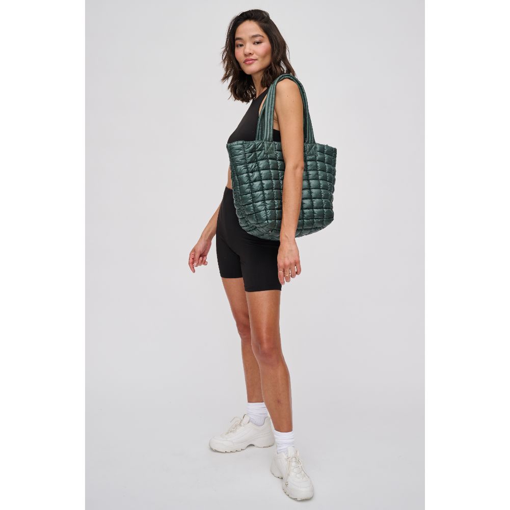 Woman wearing Hunter Green Urban Expressions Breakaway - Puffer Tote 840611119865 View 4 | Hunter Green