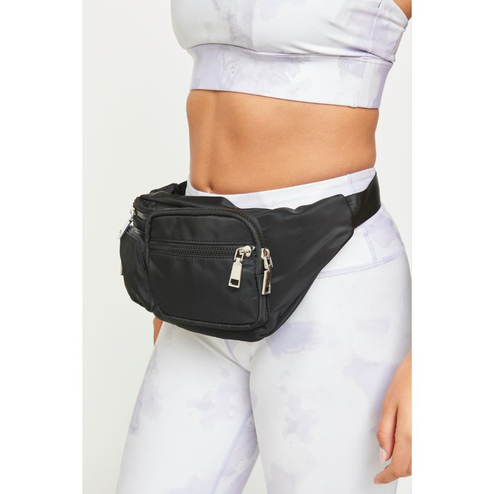 Woman wearing Black Urban Expressions Lottie Belt Bag 840611177704 View 4 | Black