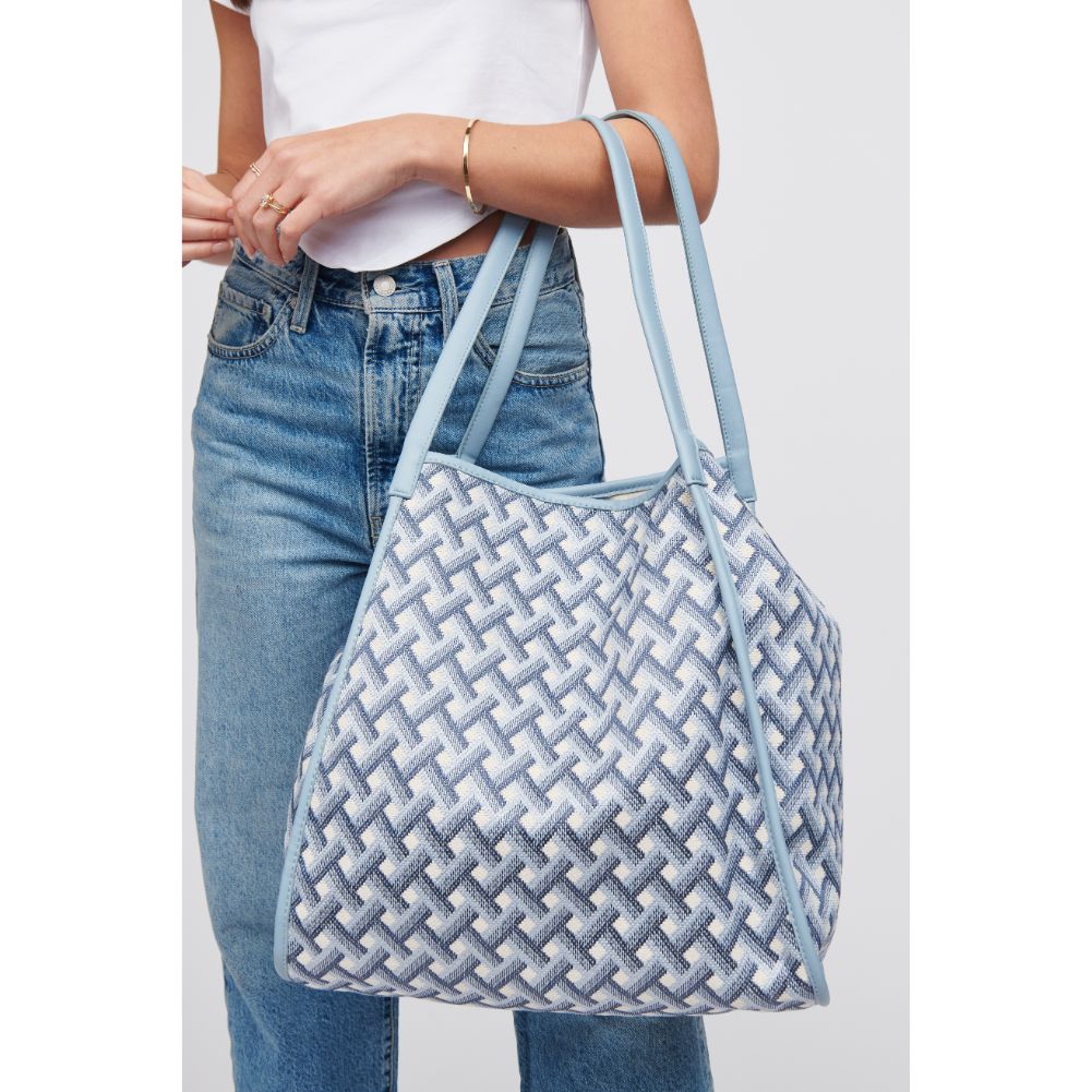 Woman wearing Blue Combo Urban Expressions Tansy Tote 818209016094 View 4 | Blue Combo