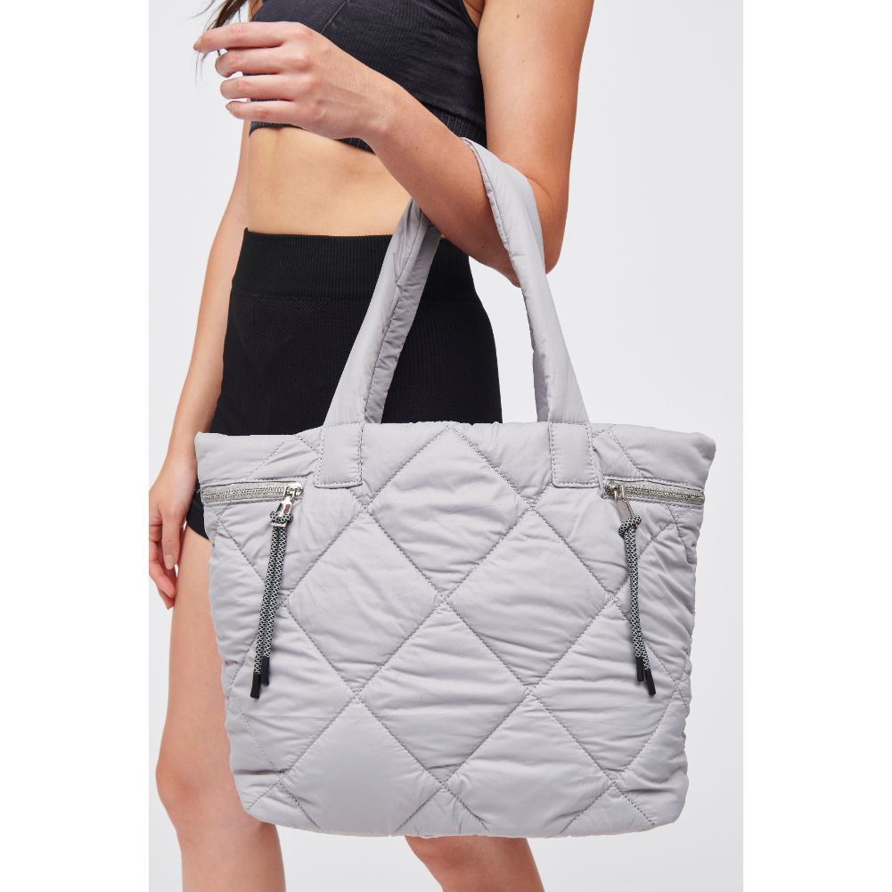 Woman wearing Grey Urban Expressions Lorie Tote 840611184337 View 1 | Grey