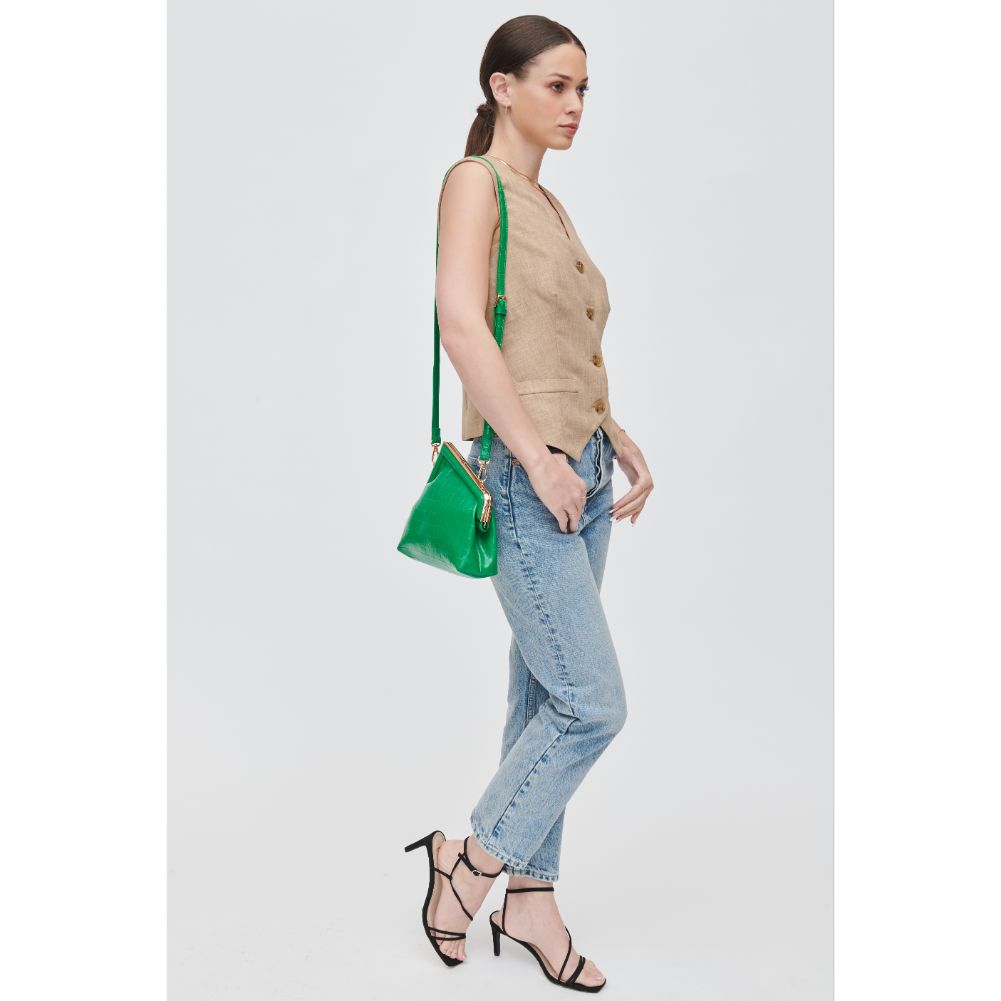 Woman wearing Green Urban Expressions Yanira - Croco Crossbody 840611106179 View 3 | Green