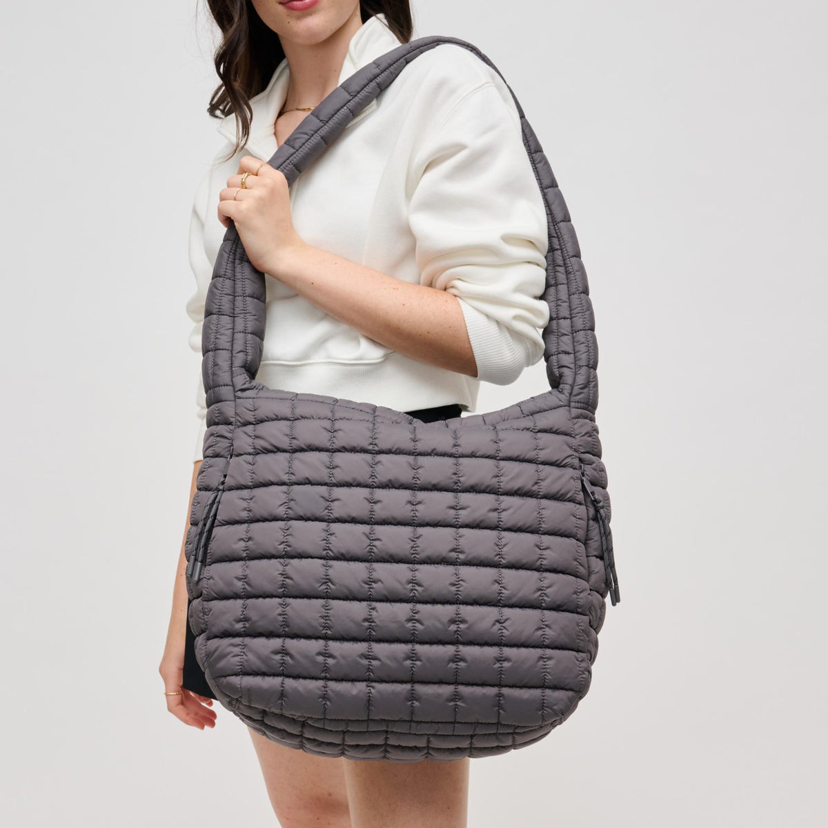 Woman wearing Carbon Urban Expressions Leda Hobo 840611127280 View 1 | Carbon