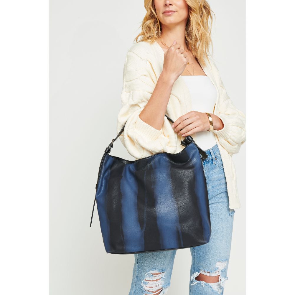 Woman wearing Navy Urban Expressions Keene Hobo 840611122490 View 1 | Navy