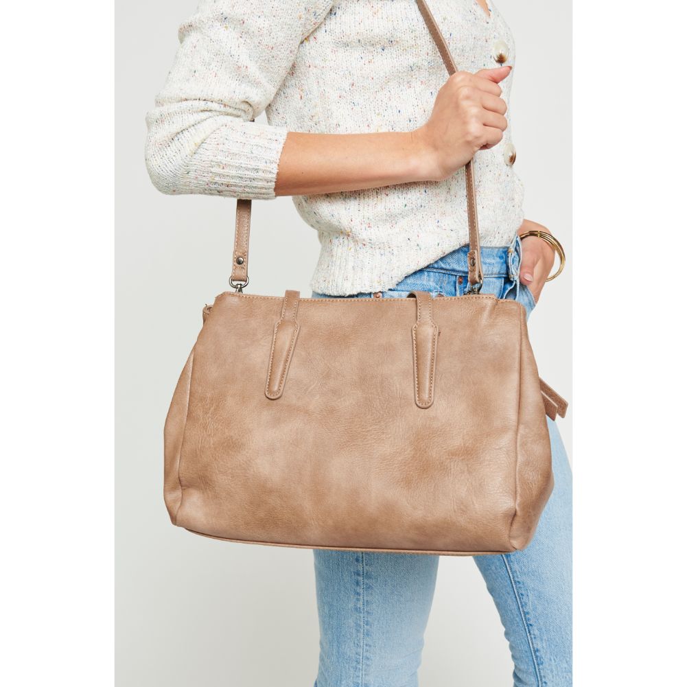 Woman wearing Mushroom Urban Expressions Nora Satchel 840611178343 View 1 | Mushroom