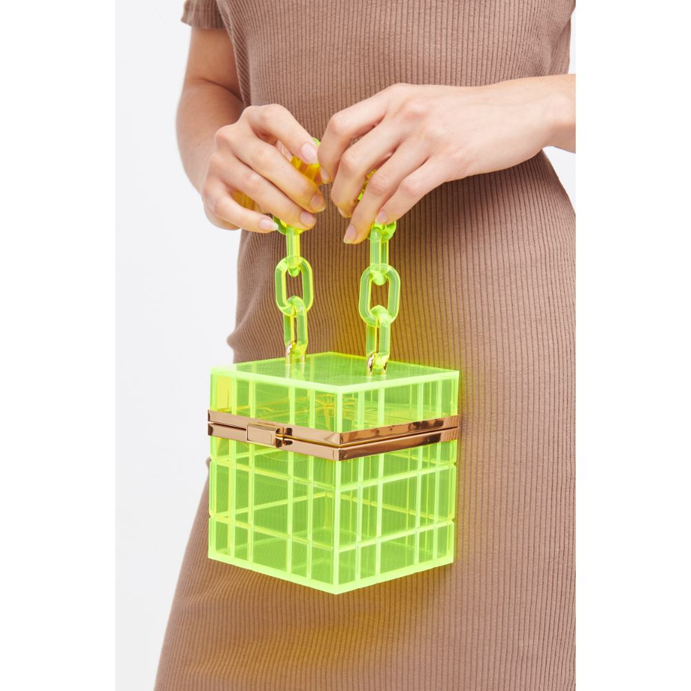 Woman wearing Neon Yellow Urban Expressions Kiari Evening Bag 840611177377 View 1 | Neon Yellow