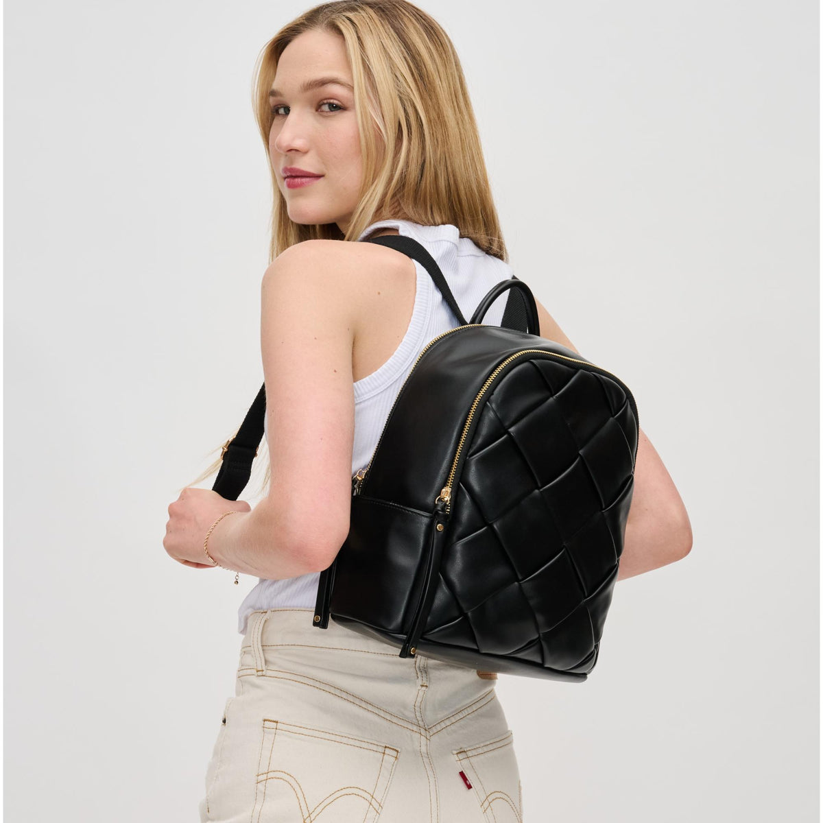 Woman wearing Black Urban Expressions Blossom Backpack 840611130617 View 2 | Black