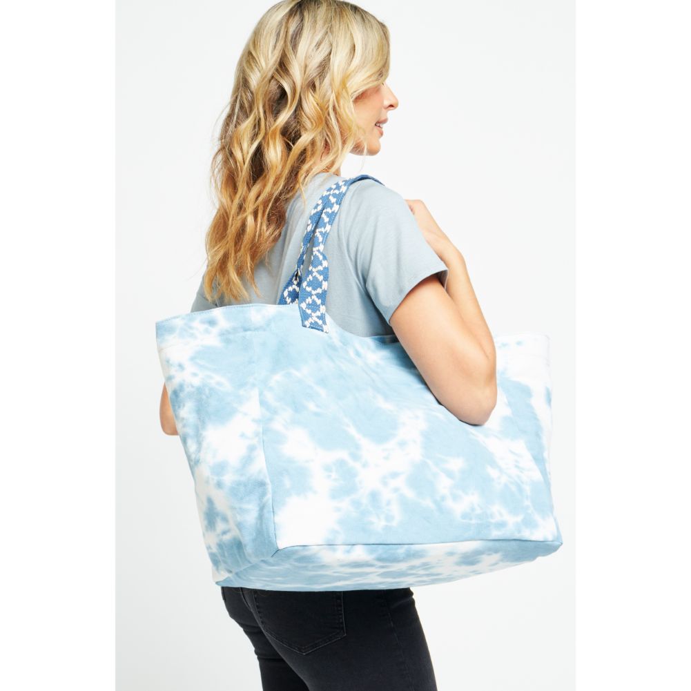 Woman wearing Blue Urban Expressions Marbella Tote 840611170552 View 1 | Blue