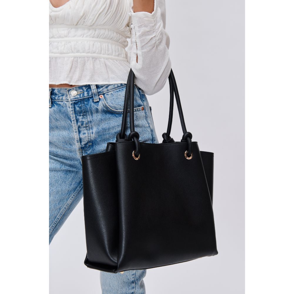 Woman wearing Black Urban Expressions Brielle Tote 840611115133 View 4 | Black