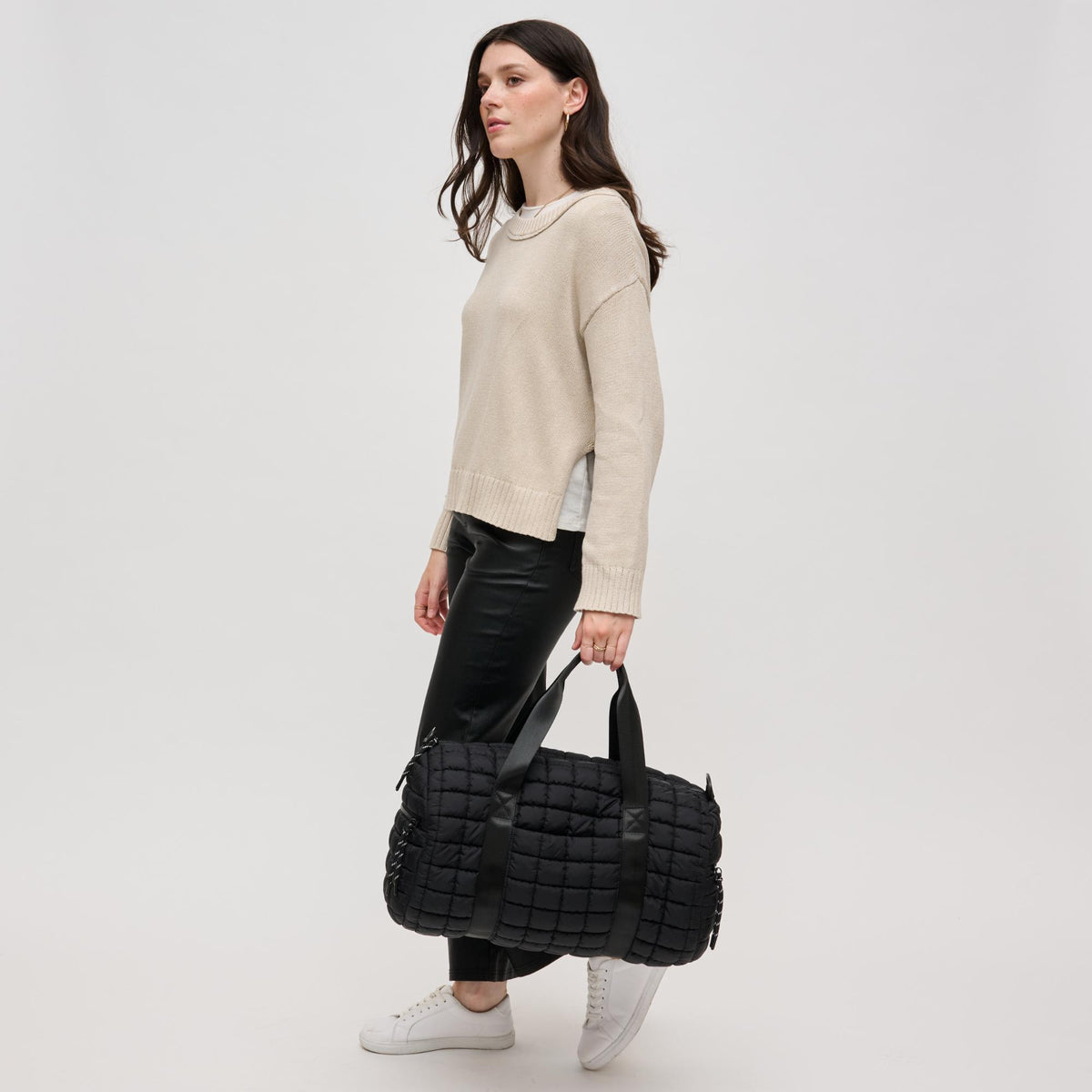 Woman wearing Black Urban Expressions Ty Duffel 840611141187 View 2 | Black