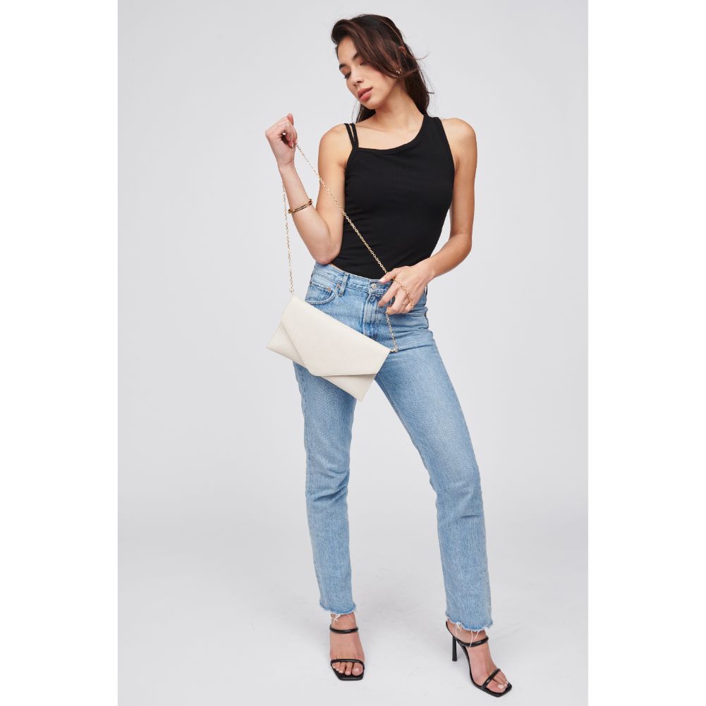 Woman wearing Ivory Urban Expressions Izzy Clutch 840611100306 View 3 | Ivory