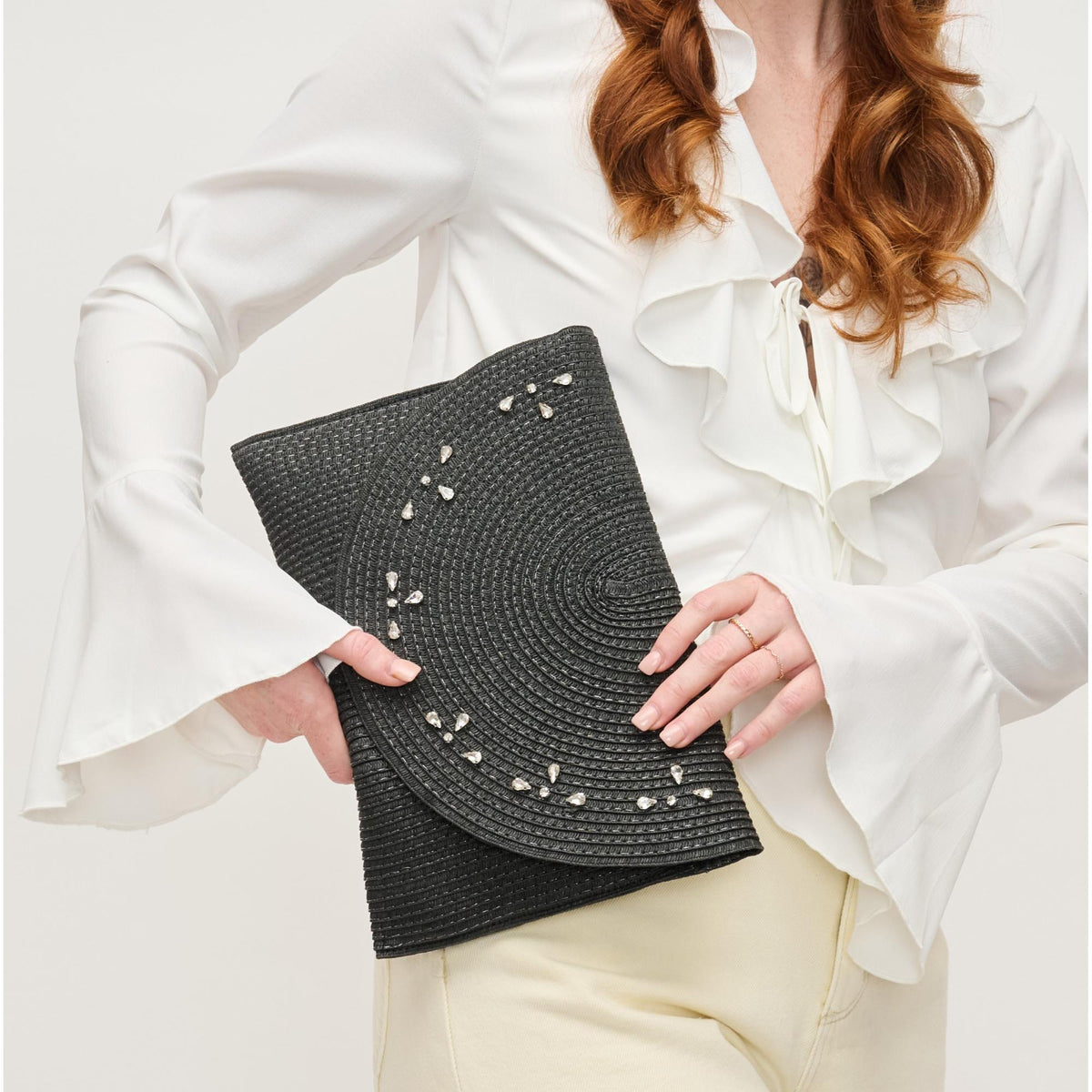 Woman wearing Black Urban Expressions Emily Clutch 840611152725 View 1 | Black