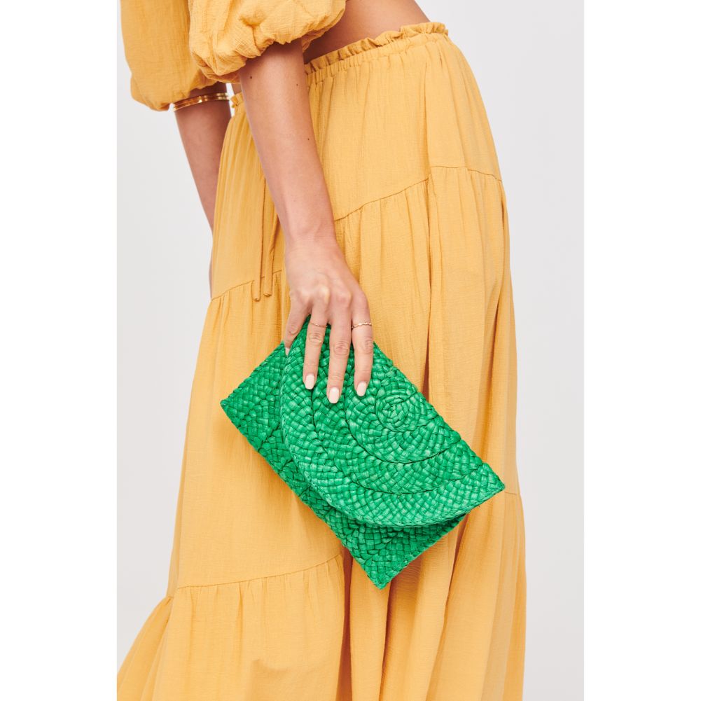 Woman wearing Green Urban Expressions Aegean Clutch 840611100740 View 4 | Green