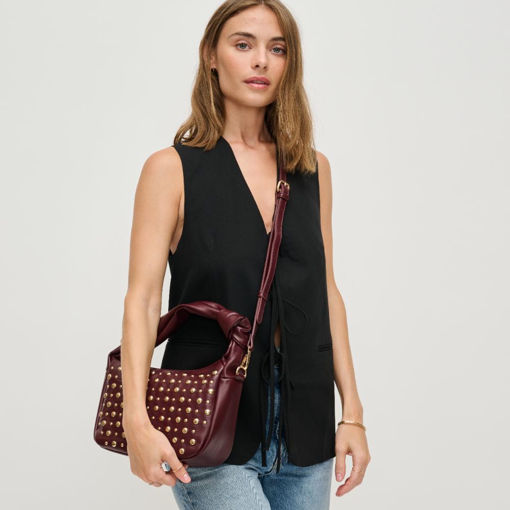 Woman wearing Wine Urban Expressions Lennox Crossbody 840611194183 View 1 | Wine