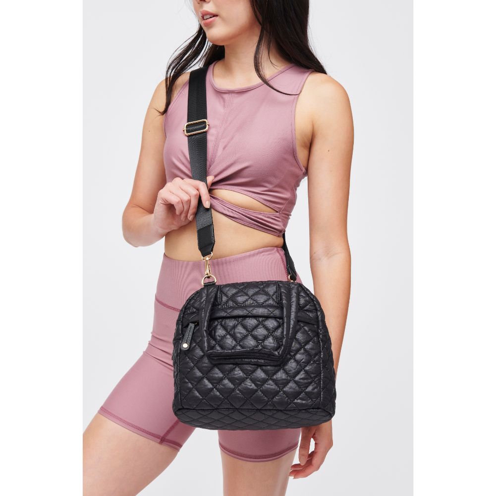 Woman wearing Black Urban Expressions Palmer - Quilted Nylon Tote 840611185594 View 1 | Black