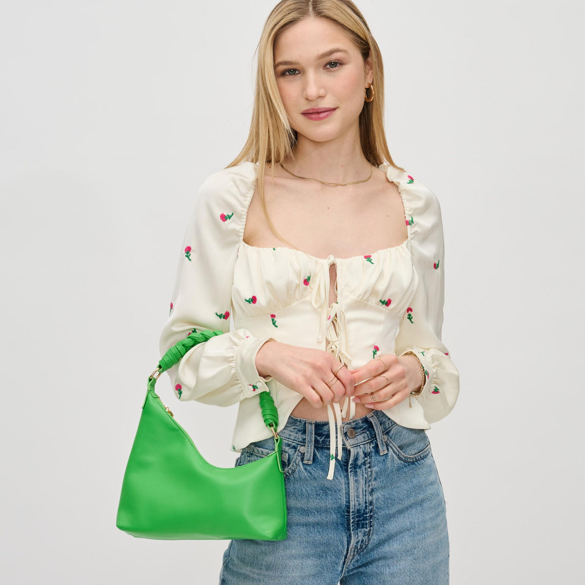 Woman wearing Lime Urban Expressions Taylor Clutch 840611134028 View 1 | Lime