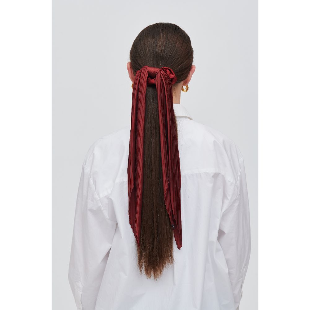 Woman wearing Red Urban Expressions Scarf Scrunchie Scrunchie 818209014090 View 2 | Red