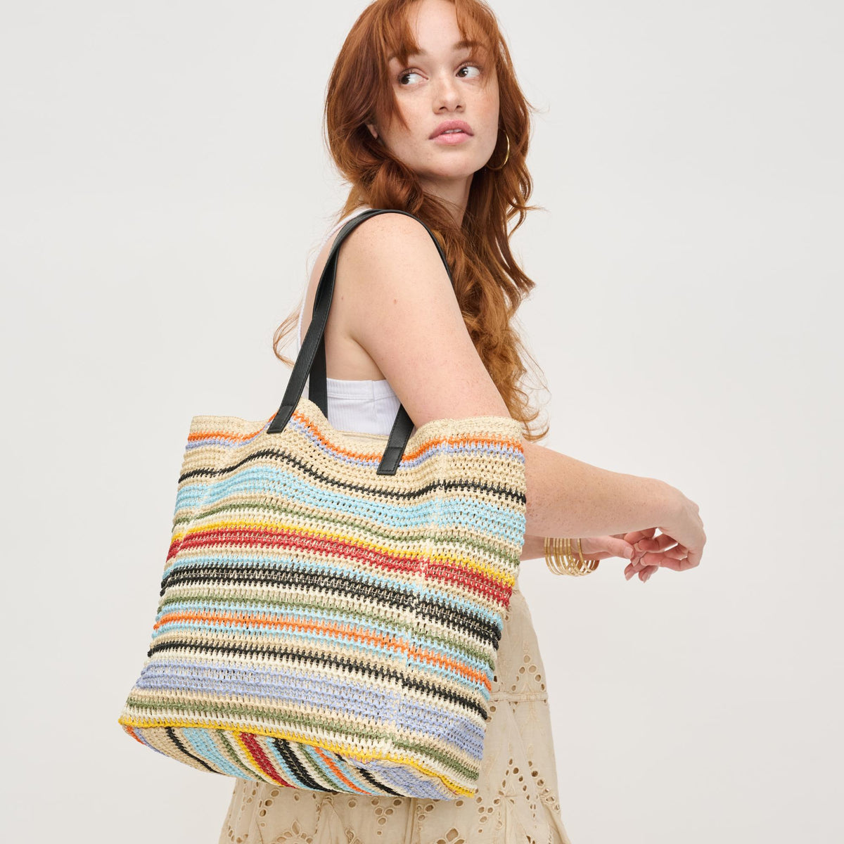 Woman wearing Multi Urban Expressions Mary Tote 840611150998 View 2 | Multi