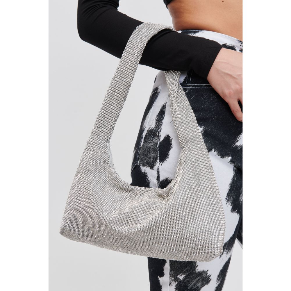 Woman wearing Silver Urban Expressions Soraka Evening Bag 840611108401 View 4 | Silver