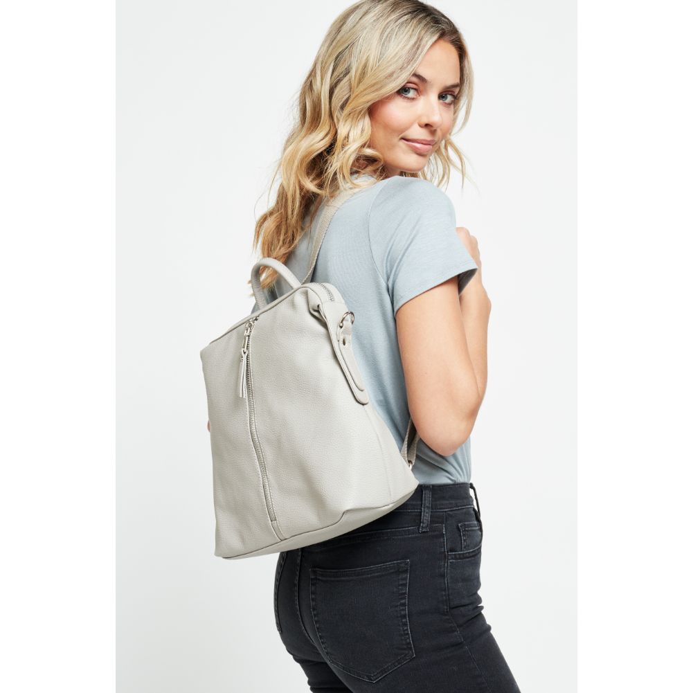 Woman wearing Grey Urban Expressions Kenzie Backpack 840611133571 View 2 | Grey