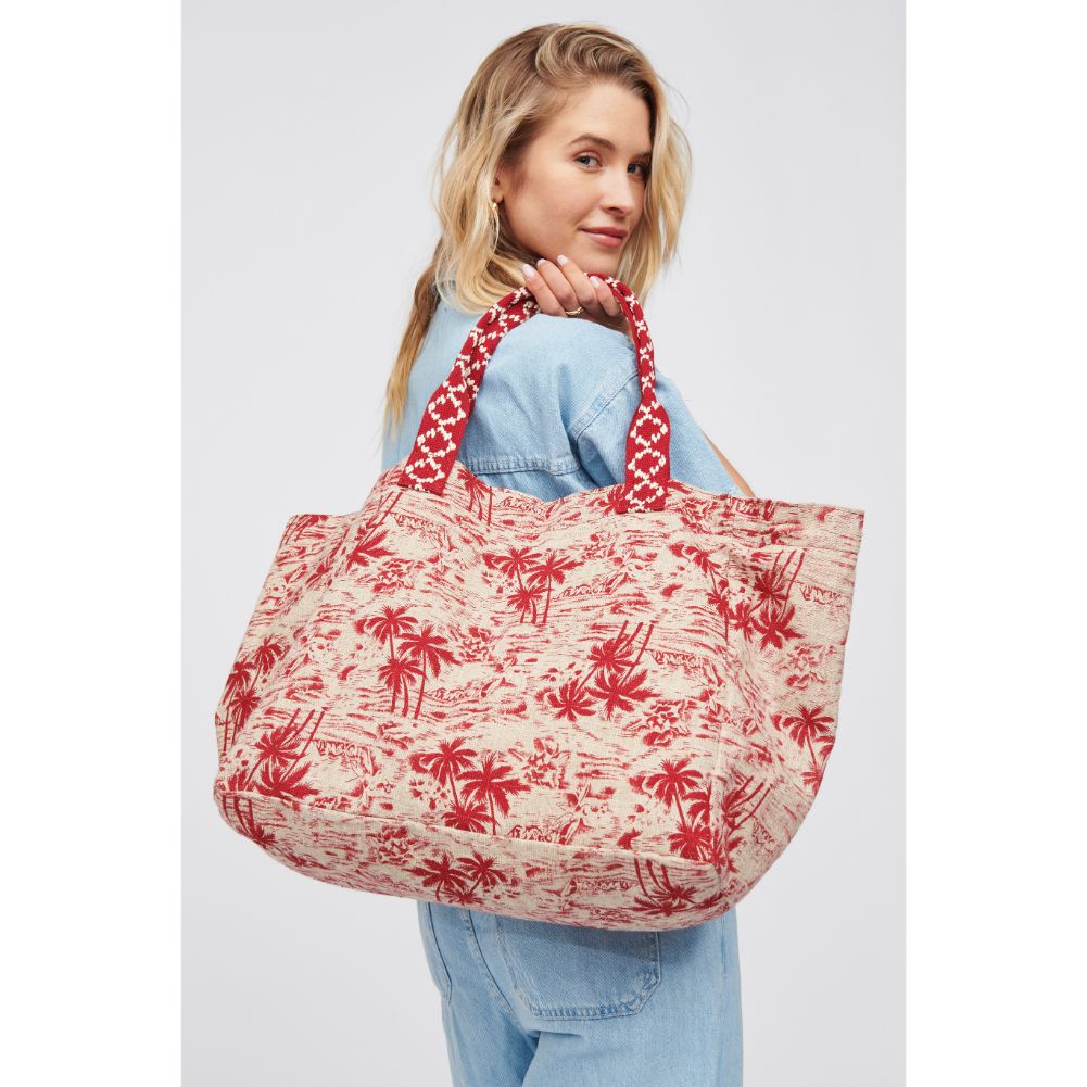 Woman wearing Red Urban Expressions Marbella - Print Tote 818209015714 View 1 | Red